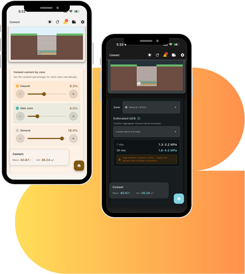 Cement for cement-stabilised fill in TrenchCalc.