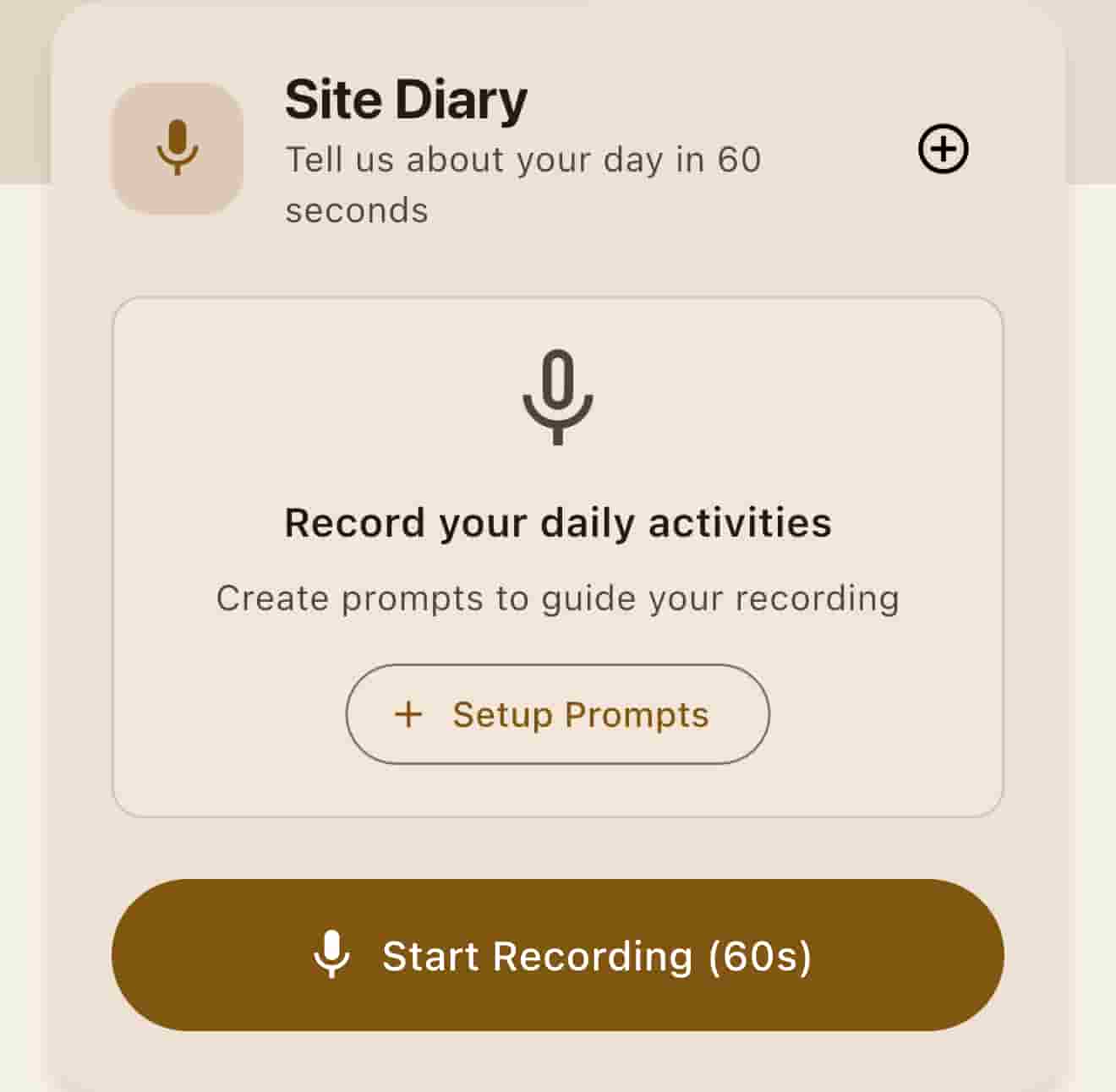 Diary tab - Site Diary